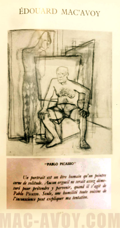 etude de composition preparatoire au portrait de Picasso par Mac Avoy